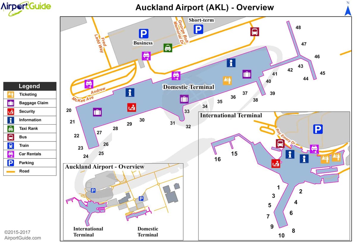 peta dari bandara Auckland