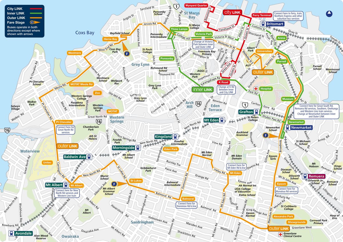 Auckland peta rute bus
