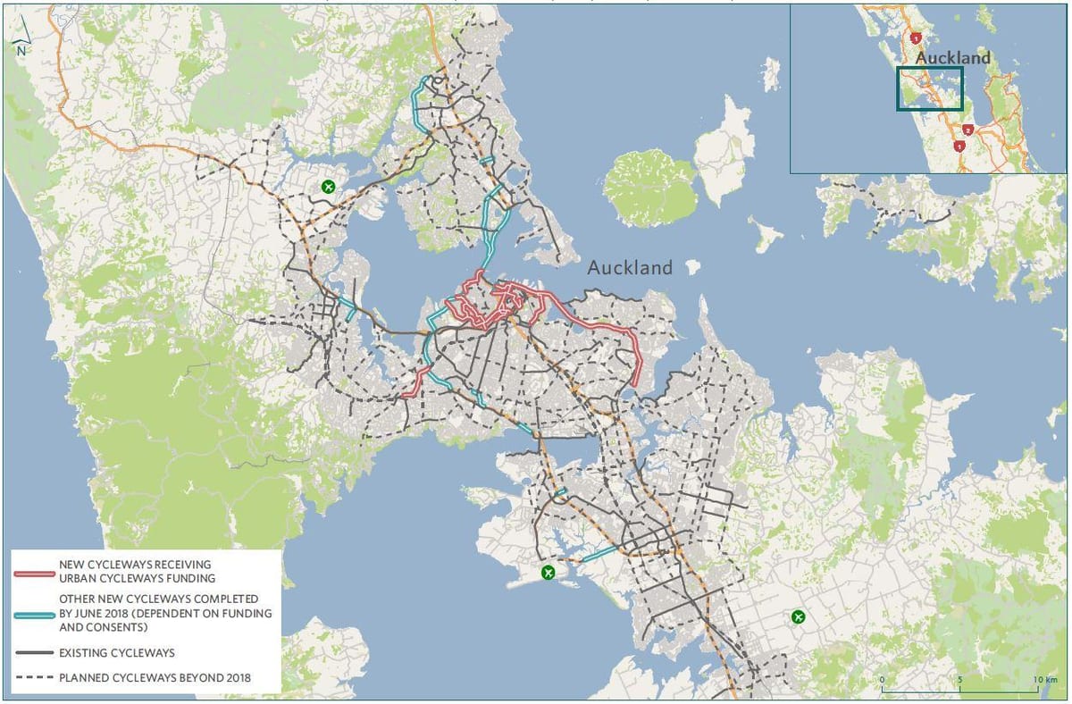 peta dari cycleway Auckland peta