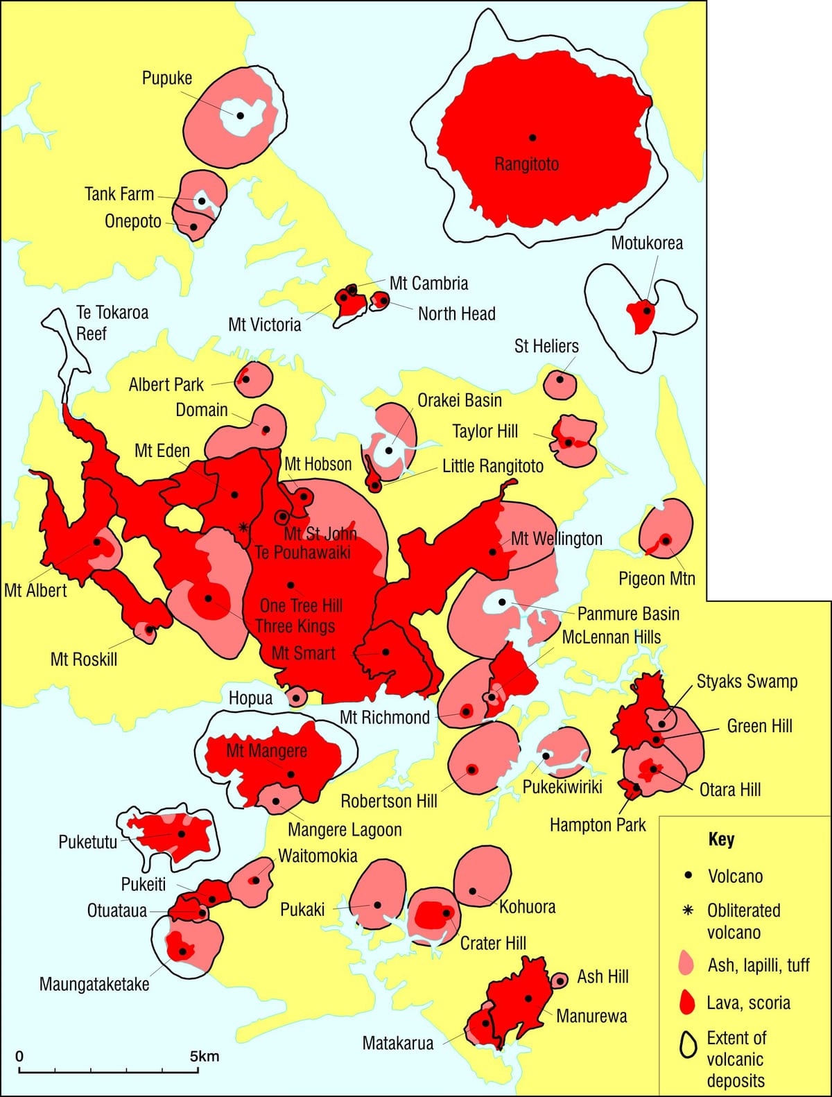 Auckland gunung berapi peta