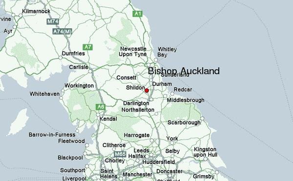 peta dari Bishop Auckland