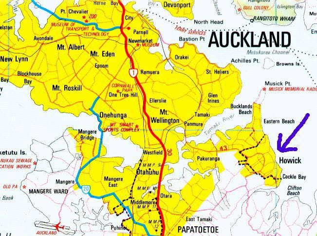 peta dari Howick Auckland