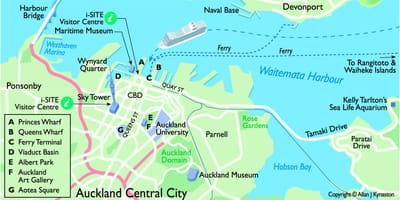 Auckland pelabuhan kapal pesiar peta